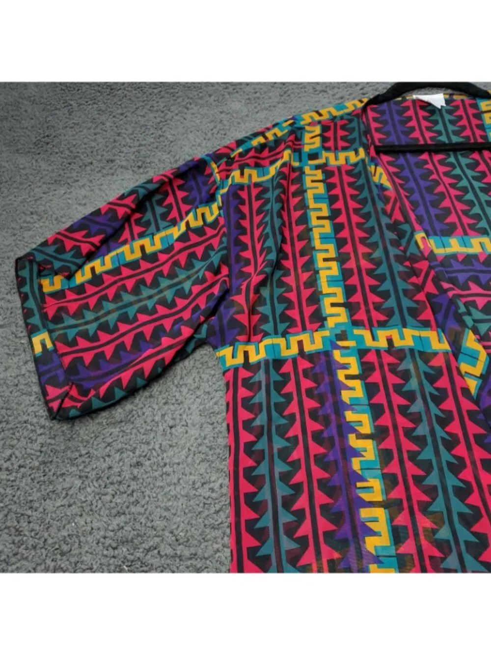 LulaRoe Monroe Kimono Womens  L Large Cardigan Red Fringe Multicolor y2K